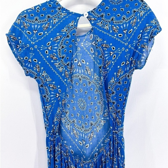 JEN’S Pirate Booty Dixie Blue Bandana Maxi Dress Open Back Short Sleeve Small - Picture 6 of 10